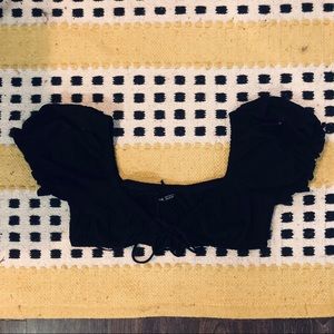 puff sleeve front tie crop top